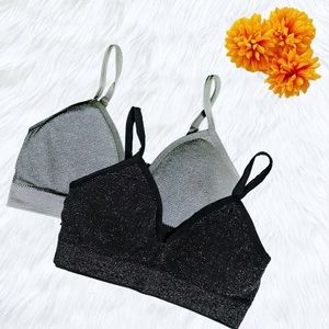 🔴4/$25 2 glittery padded sports bras, black & grey